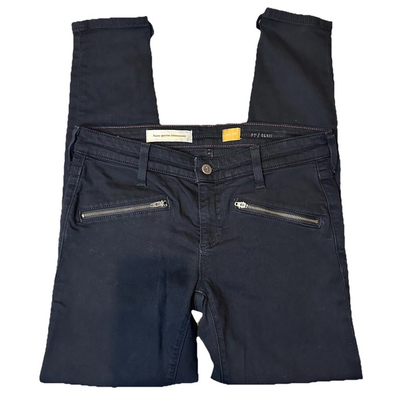 Pilcro And The Letterpress Anthropologie Serif Zip Moto Jeans Size 28 - Black - Picture 1 of 11